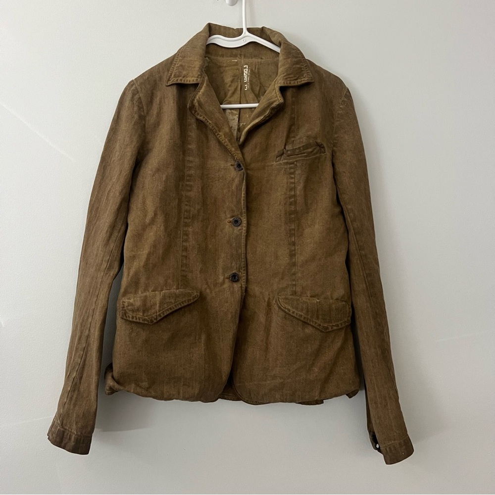 Rogan - Distressed Waxed Cotton Blazer Jacket - Brown Medium